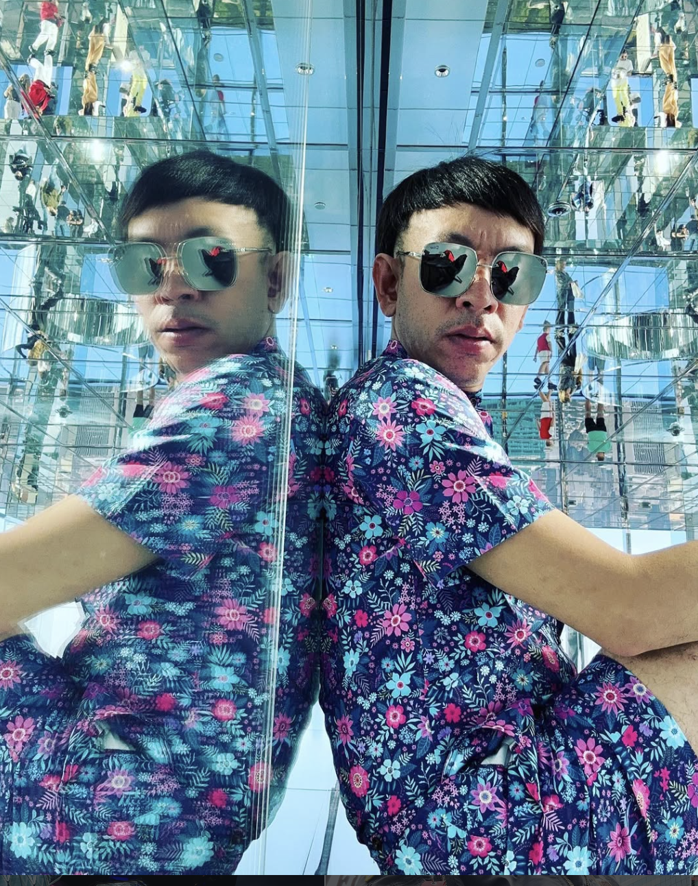 Mel at an immersive mirrored art installation